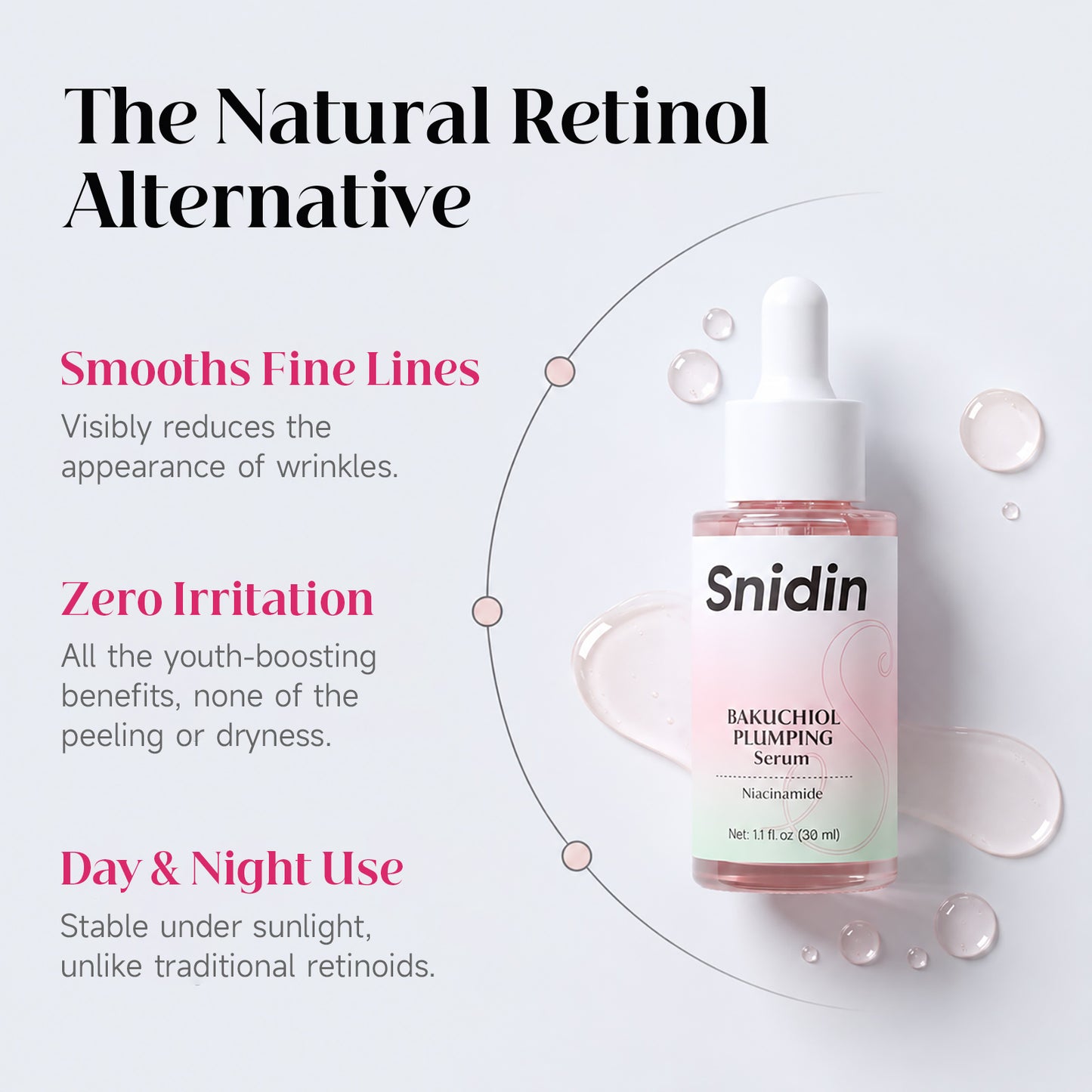 Snidin Bakuchiol Facial Serum-Vitamin C & Peptides-30ml
