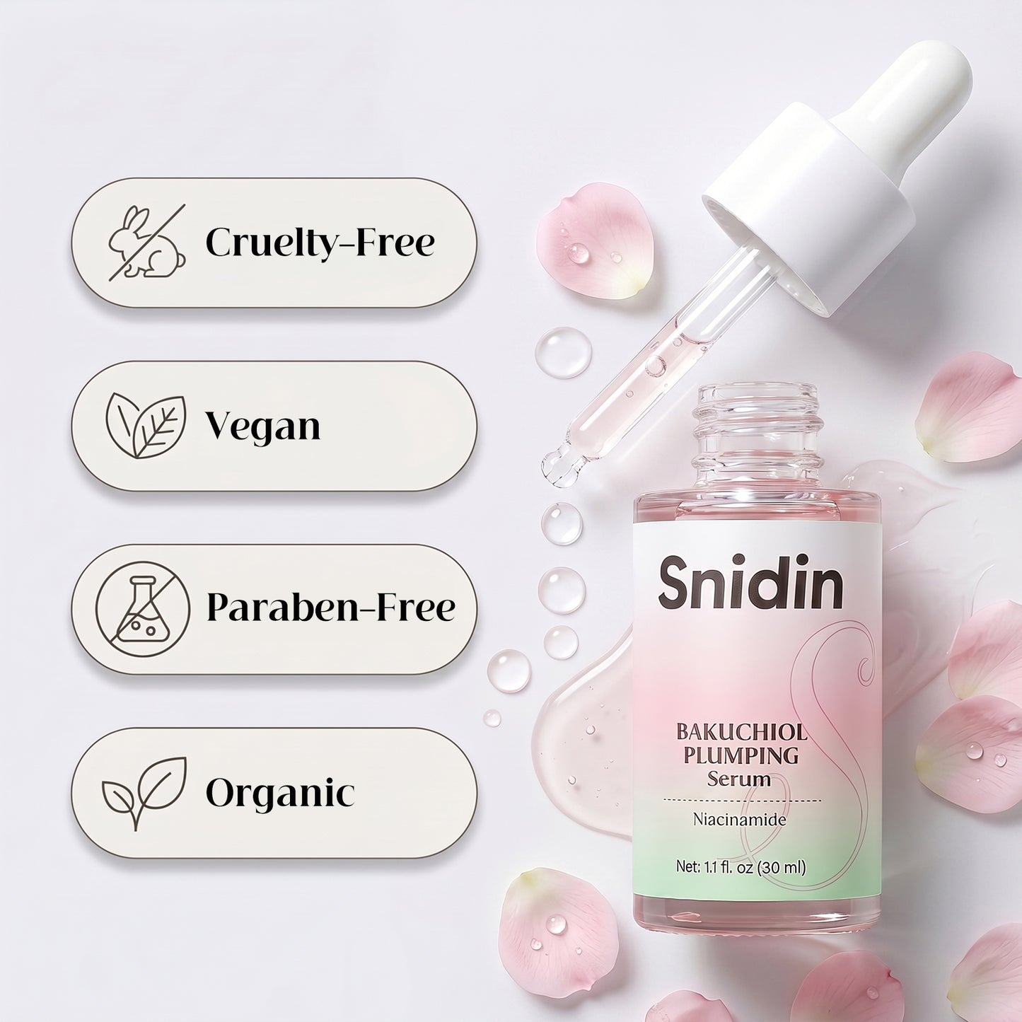Snidin Bakuchiol Facial Serum-Vitamin C & Peptides-30ml