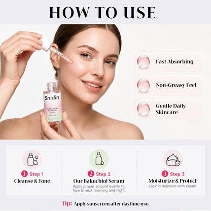 Snidin Bakuchiol Facial Serum-Vitamin C & Peptides-30ml