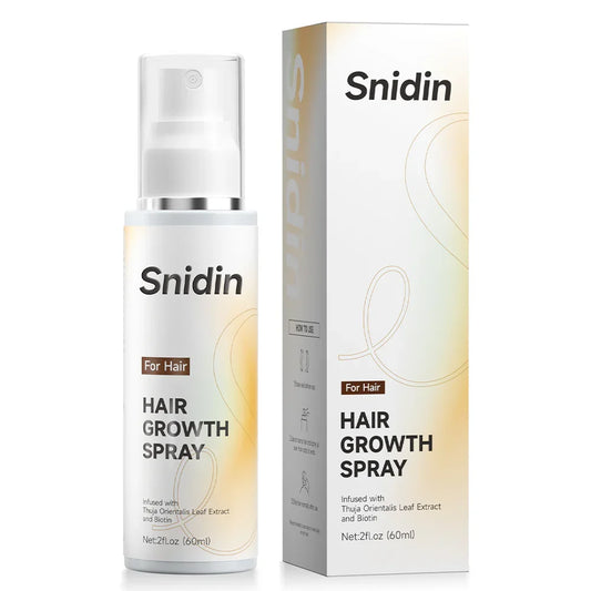 Snidin Hair Growth Spray bottle and packaging with biotin and herbal extract, 60ml