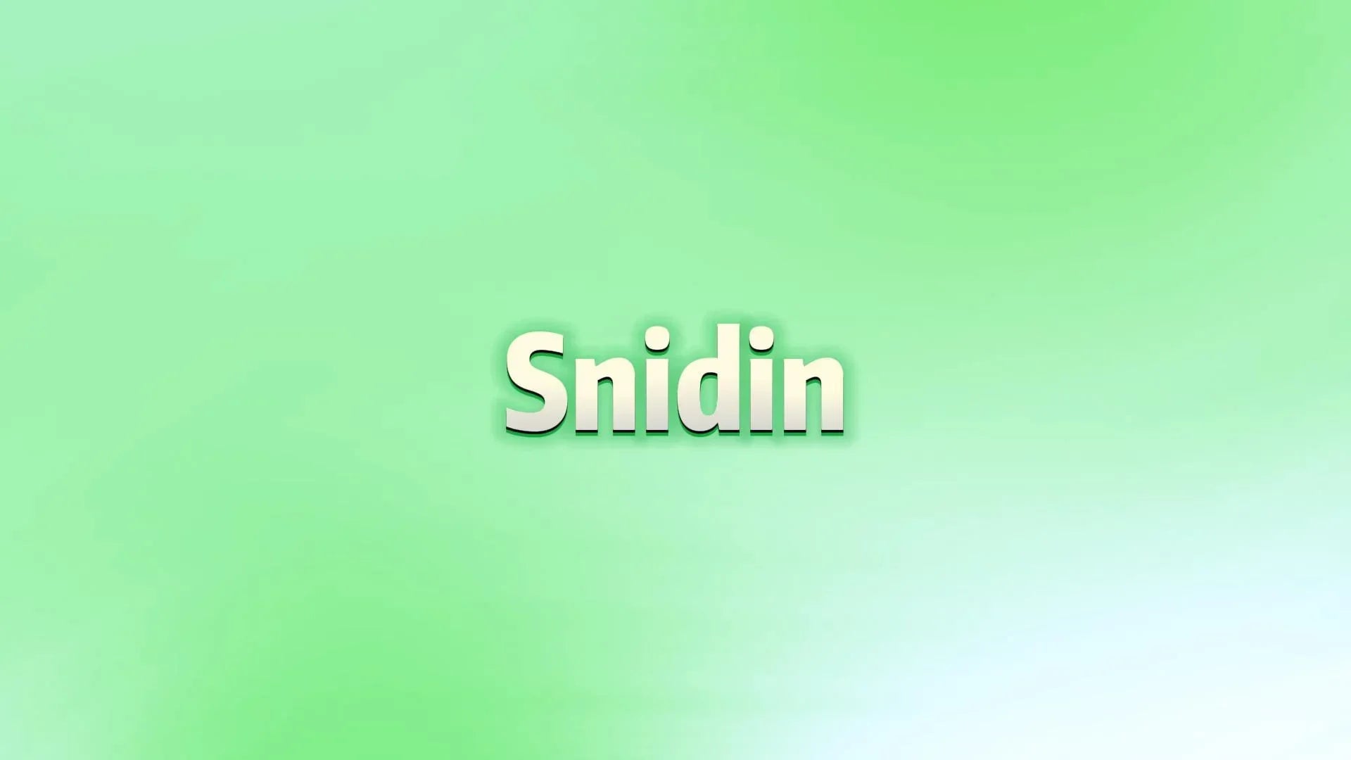 Snidin text logo on a green gradient background