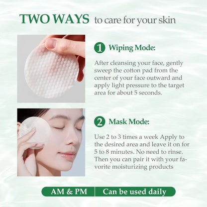 Two ways to use cotton pads for skincare: wiping and mask modes with usage instructions.