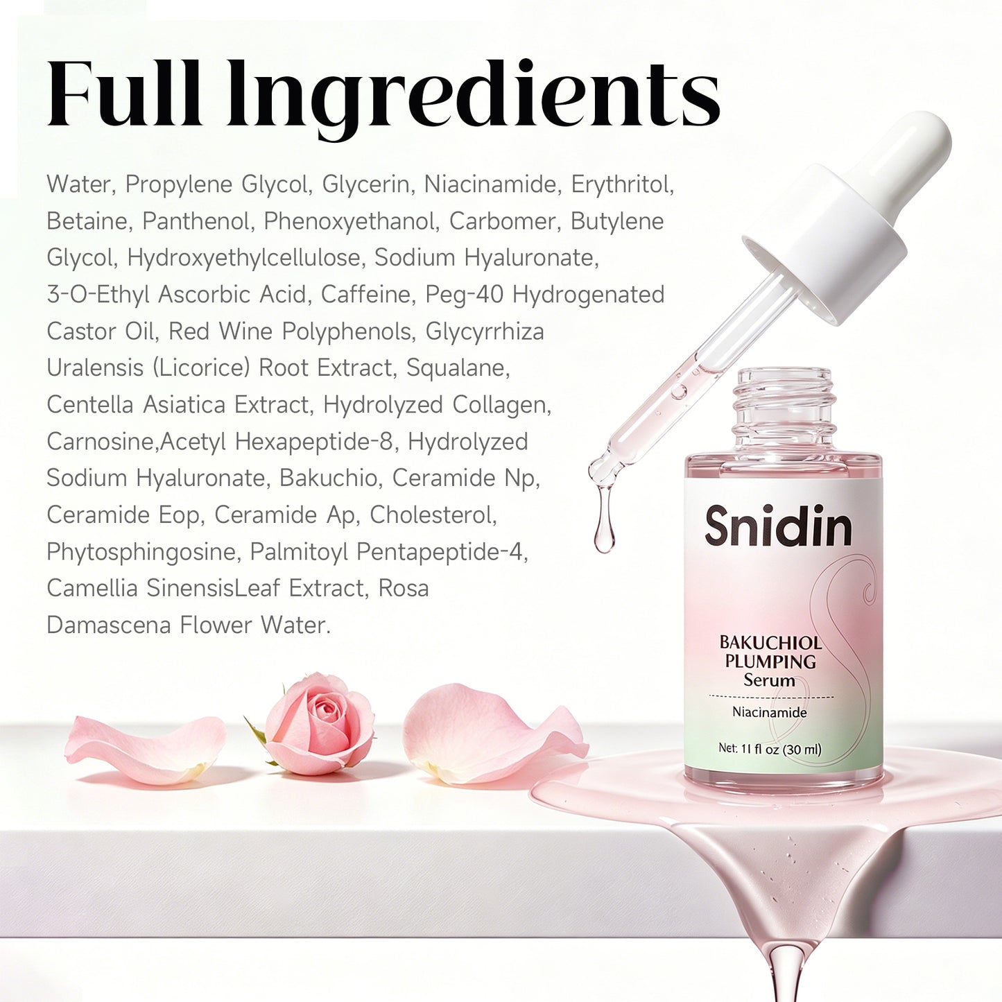 Snidin Bakuchiol Facial Serum-Vitamin C & Peptides-30ml